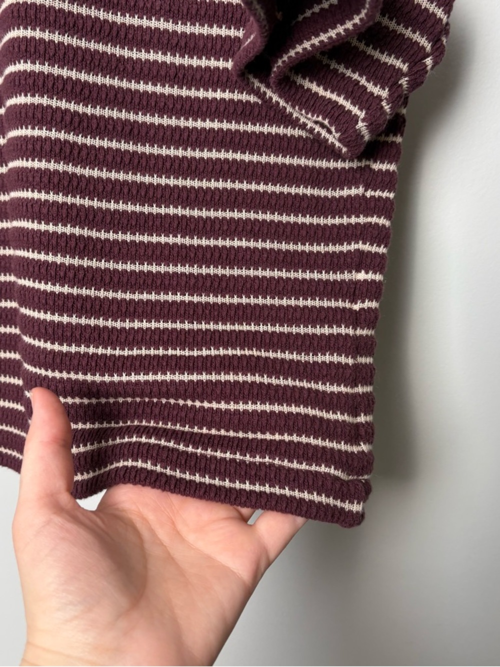 🌟Madewell Stripe Embroidered Boxy Knit Plum T-Shirt - Picture 5 of 6